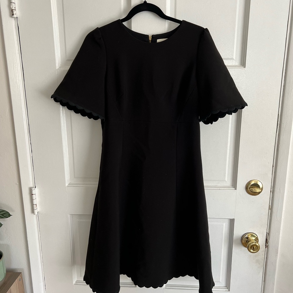 Kate Spade Black Dress with Scallop Detail - Size 10